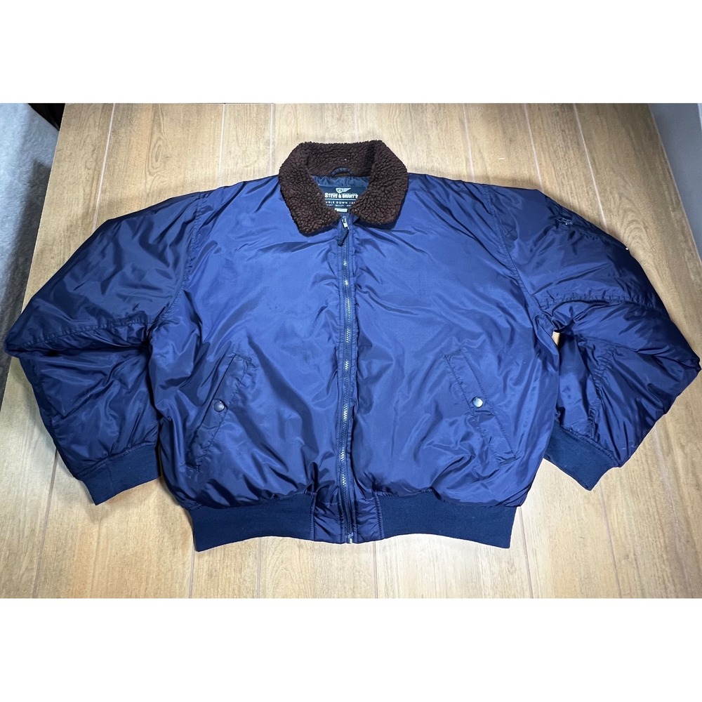 Steve Barrys‎ Double Down Jacket Mens XL Navy Blue Sherpa Collar Bomber